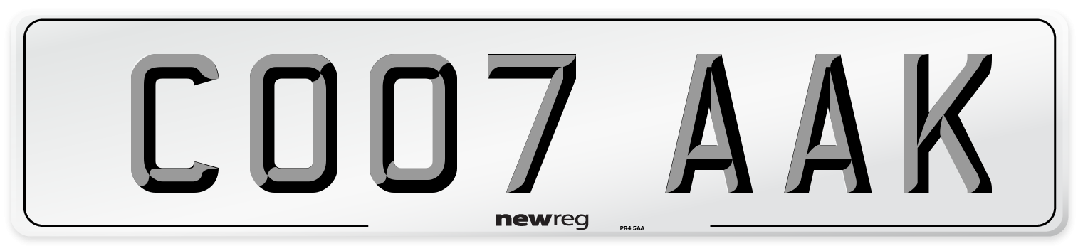CO07 AAK Number Plate from New Reg